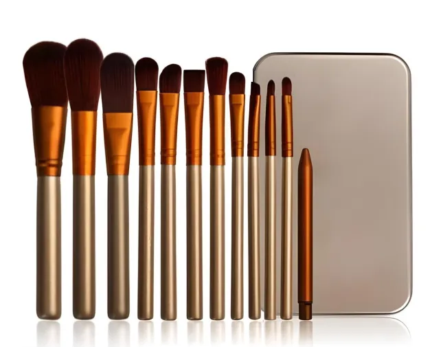 12pc Bronze Makeup Brush Set &amp; Optional 15 Colour Contour Palette – Free UK Postage