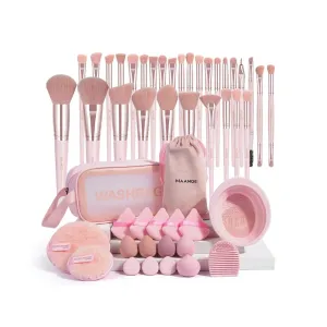 49-Piece Makeup Essentials Set: Brushes, Sponges & Organizer for All Skill Levels