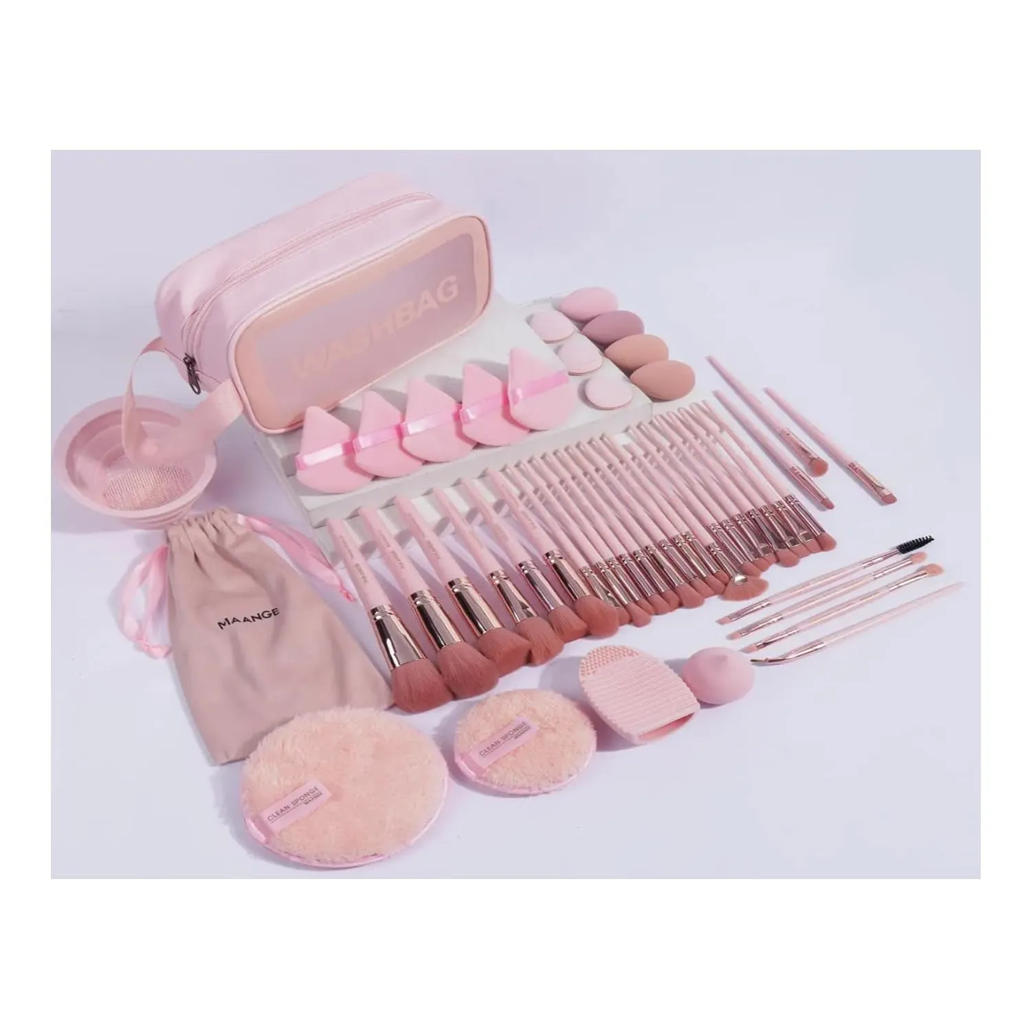 49-Piece Makeup Essentials Set: Brushes, Sponges & Organizer for All Skill Levels