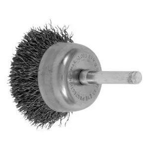 Advance Brush Stem Mounted Cup Brushes, 1 3/4 in Dia., 0.012 in, Carbon Steel Wire, 82823