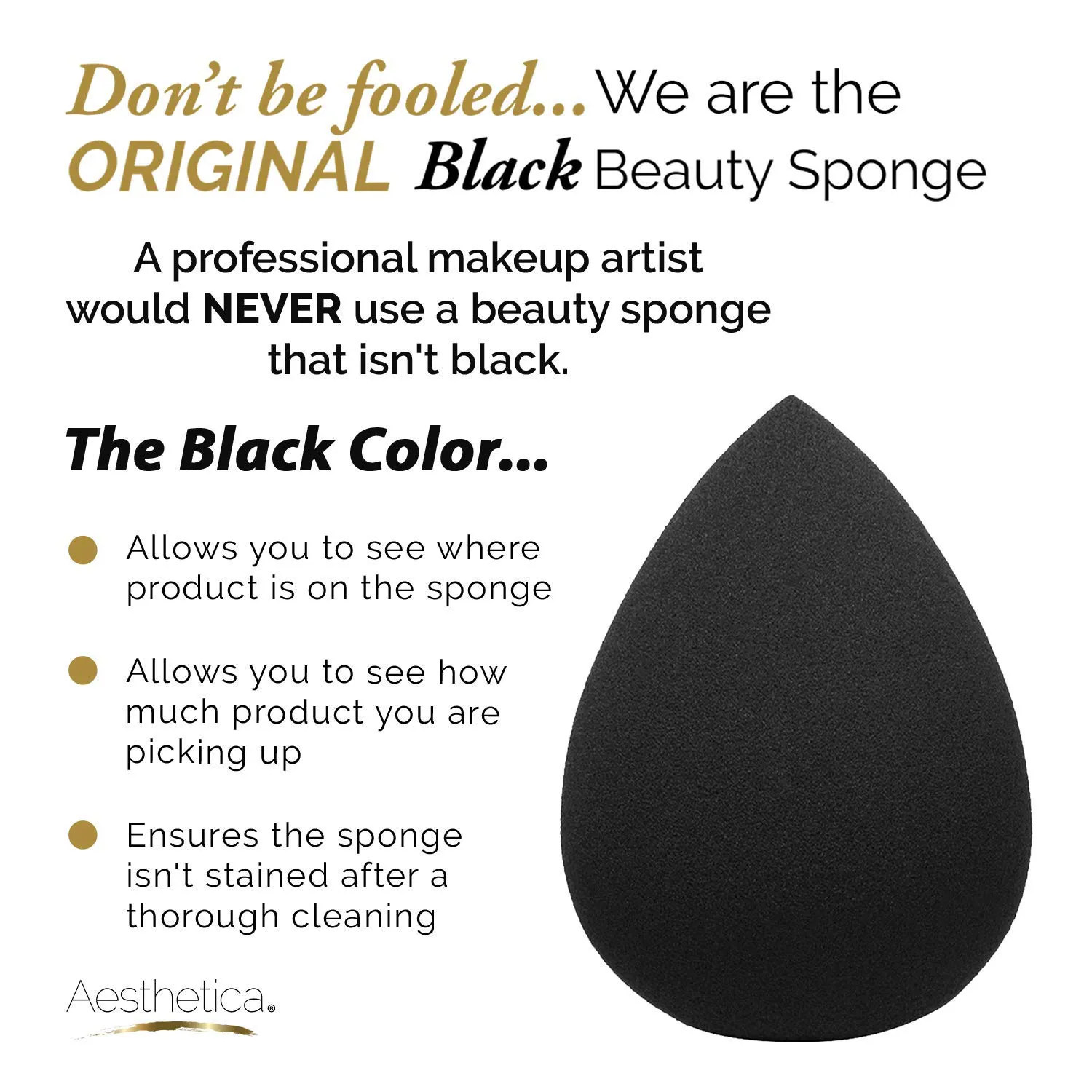 Aesthetica Cosmetics Beauty Sponge Blender - Latex Free and Vegan Makeup Sponge Blender - For Powder, Cream or Liquid Application - One Piece Make Up Sponge