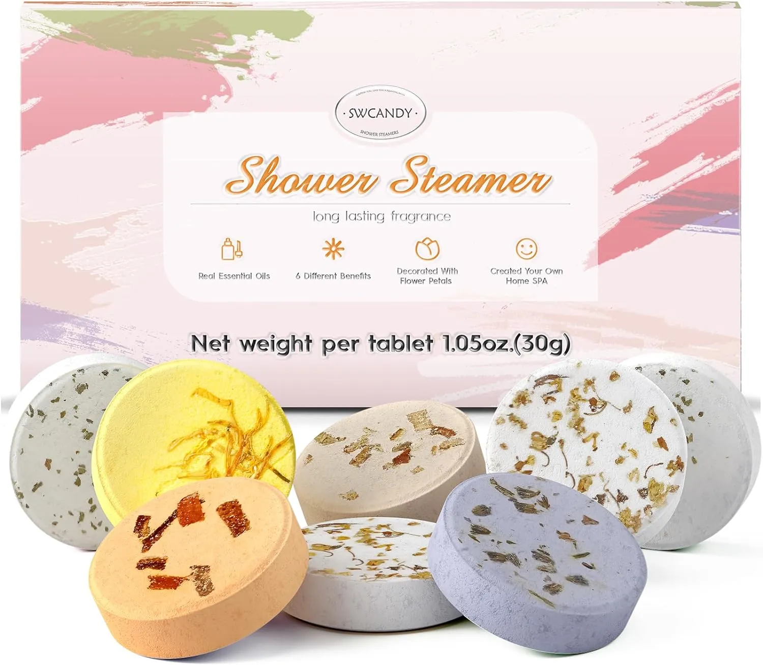 Aromatherapy Shower Steamers Stocking Stuffers for Women Christmas Gifts - Swcandy 8 Pcs Bath Bombs Birthday Gifts for Women, Shower Bombs with Essential Oils, Self Care Relaxation Home SPA Lavender