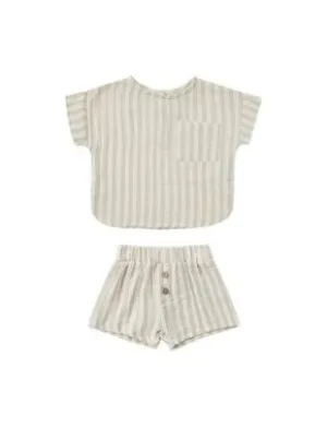 Baby Boy 2 Piece Set | Ash Stripe | Quincy Mae