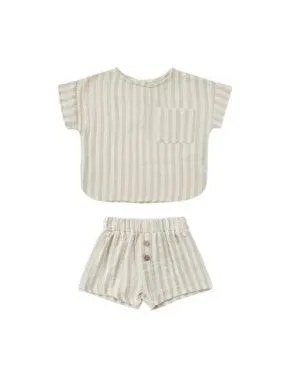 Baby Boy 2 Piece Set | Ash Stripe | Quincy Mae