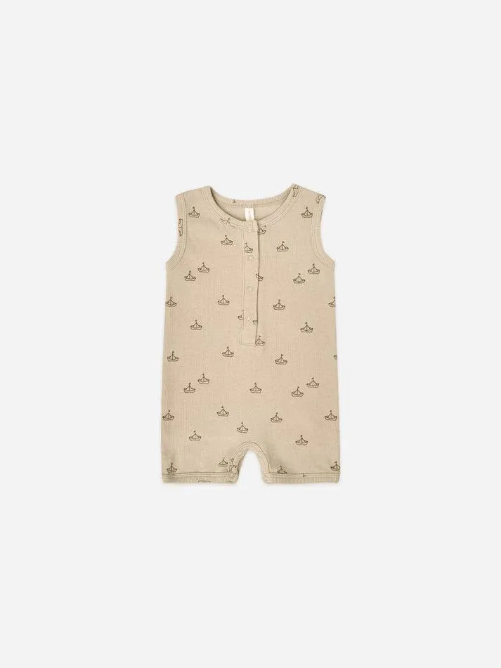 Baby Boy Romper | Henley - Boats | Quincy Mae