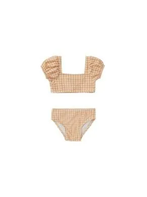 Baby Girl Swimwear| Zippy Two Piece- Melon Gingham | Quincy Mae