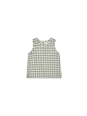 Baby Unisex Tops | Sea Green Gingham | Quincy Mae