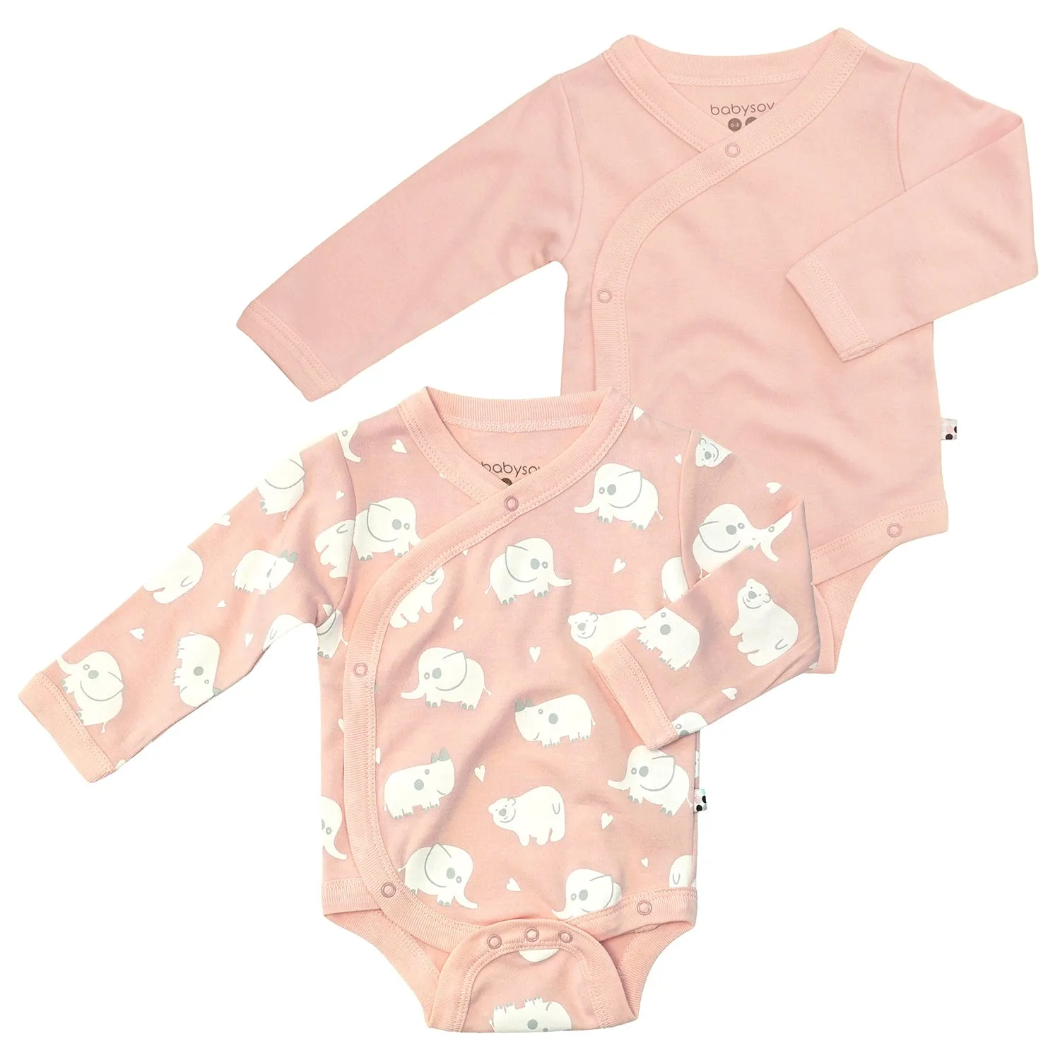 Babys Organic Long Sleeve Kimono Bodysuit/Onesie 2 Pack