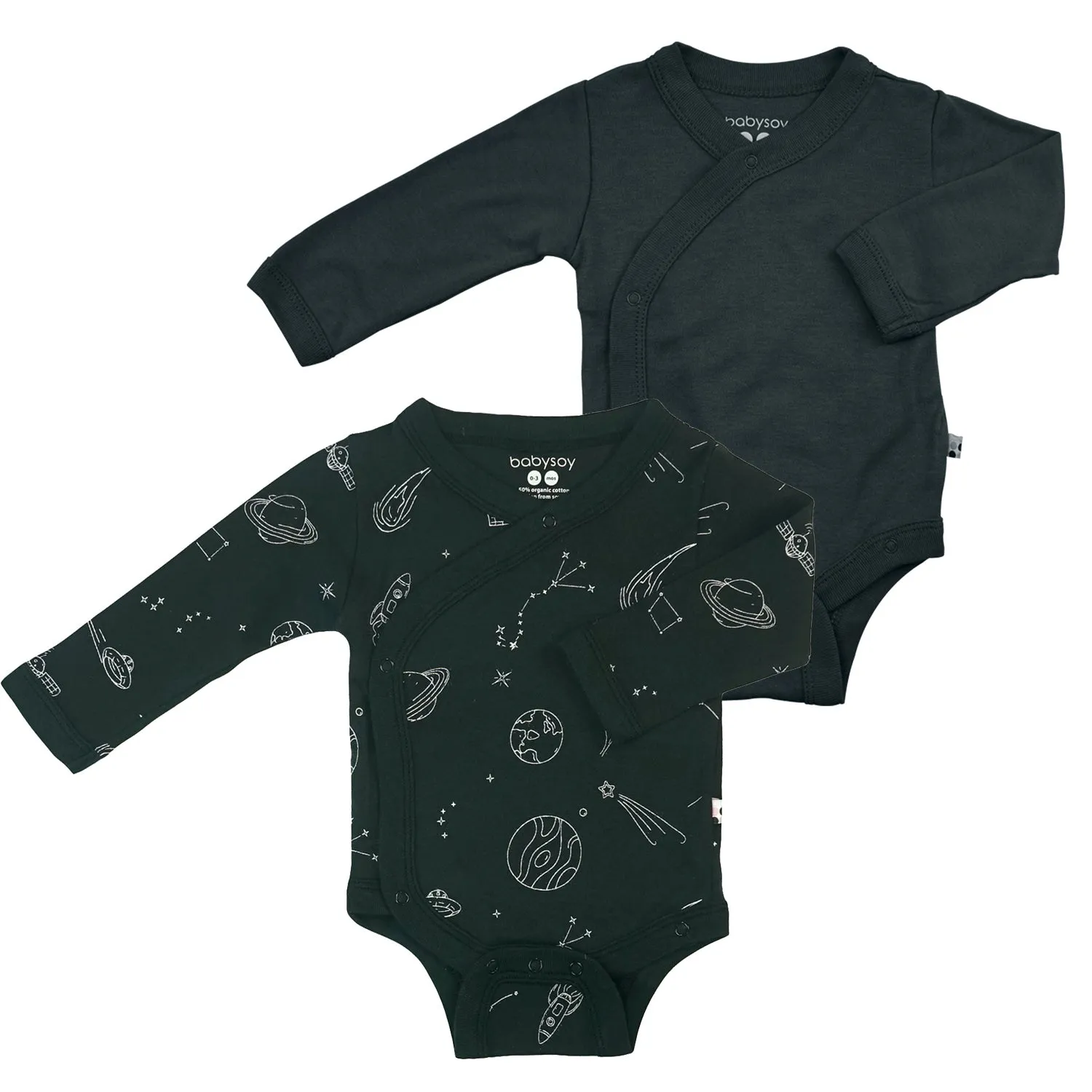 Babys Organic Long Sleeve Kimono Bodysuit/Onesie 2 Pack