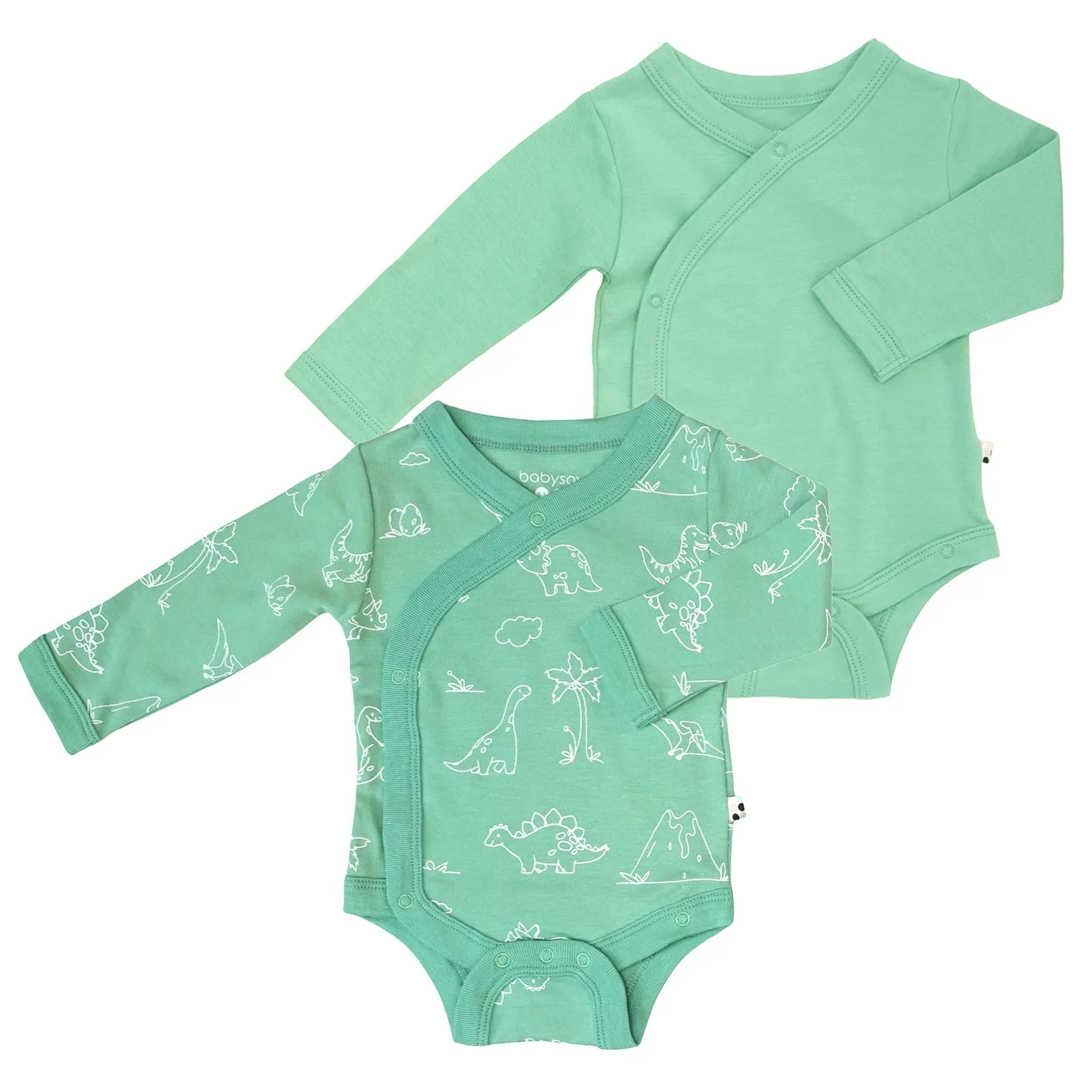 Babys Organic Long Sleeve Kimono Bodysuit/Onesie 2 Pack