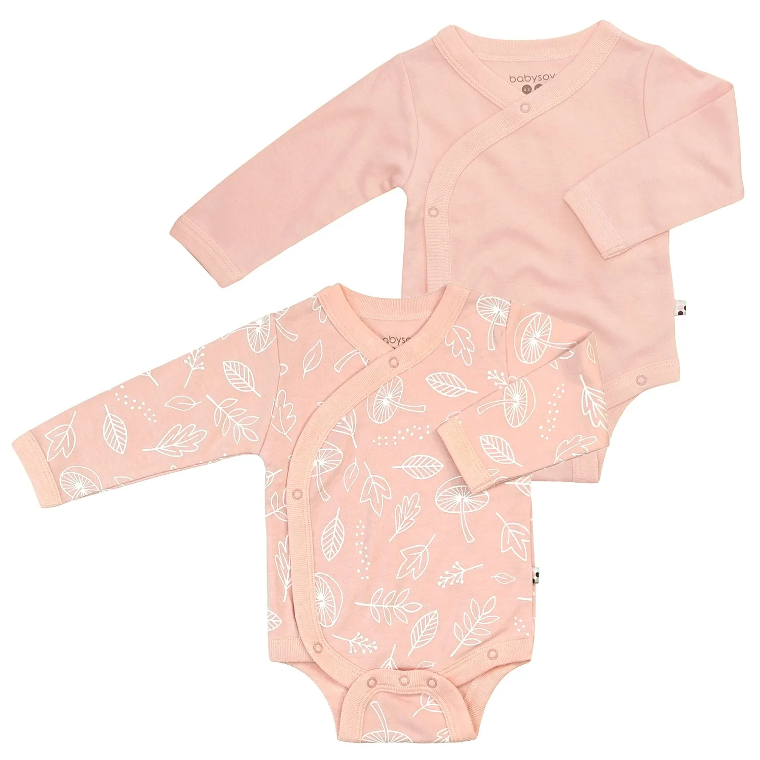 Babys Organic Long Sleeve Kimono Bodysuit/Onesie 2 Pack