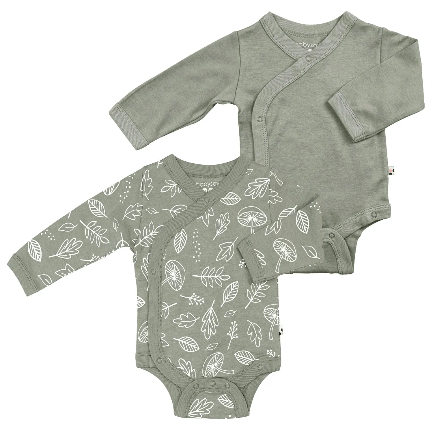 Babys Organic Long Sleeve Kimono Bodysuit/Onesie 2 Pack