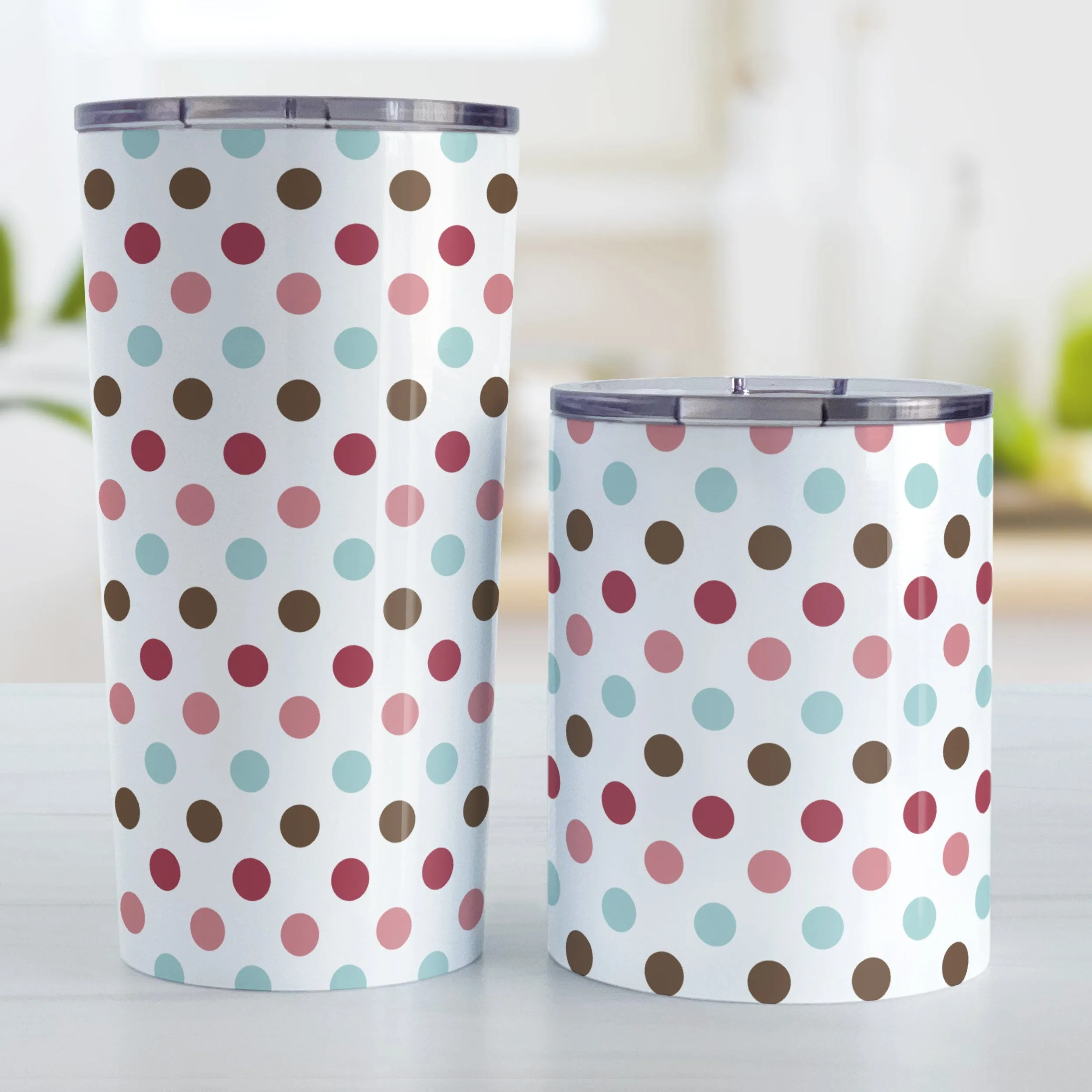 Berry Blue Polka Dots Tumbler Cup