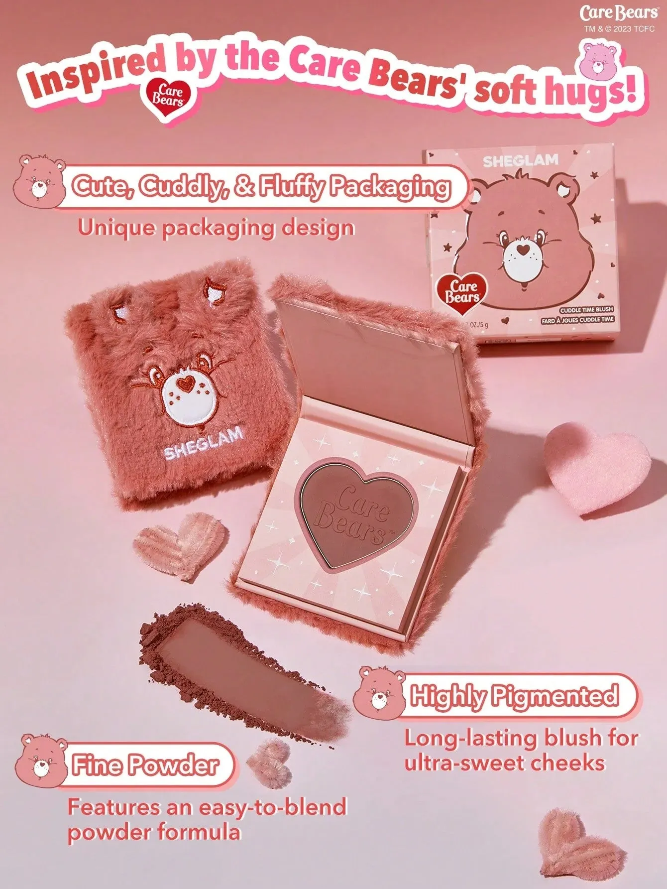 Blush Sheglam x Care Bears Cuddle Time - Tickled Pink, pink-brown