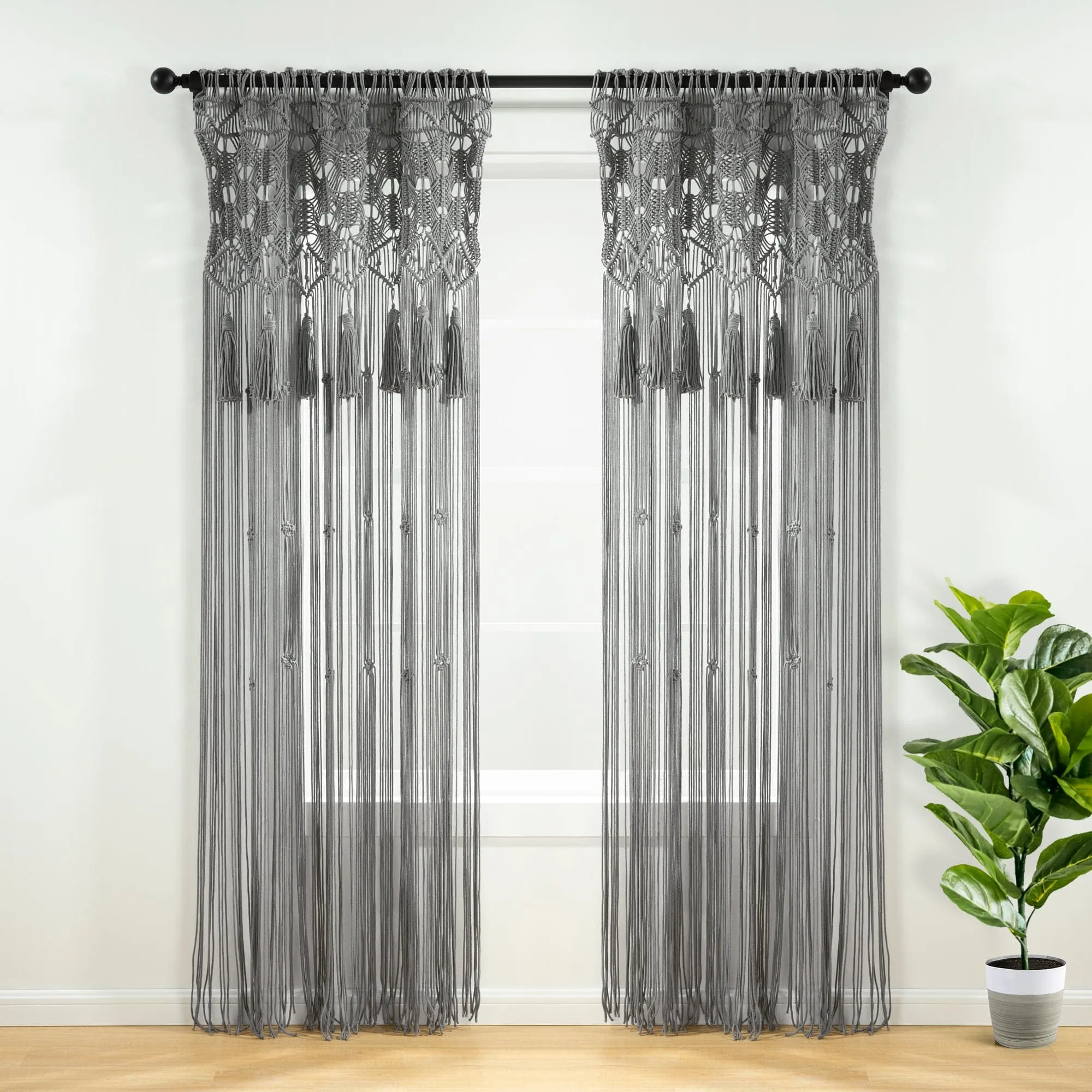 Boho Macrame Tassel Cotton Window Curtain