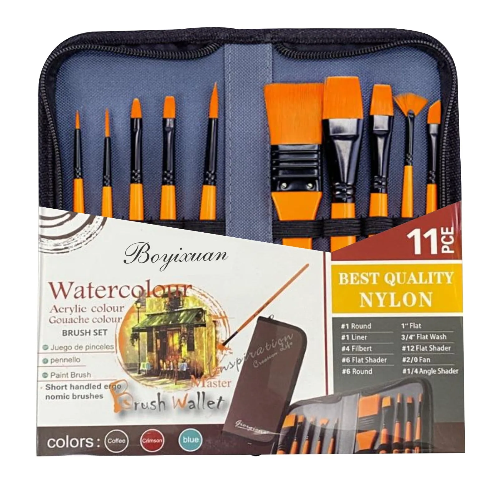 Boyixuan Water Color Brush Set with Zip Case