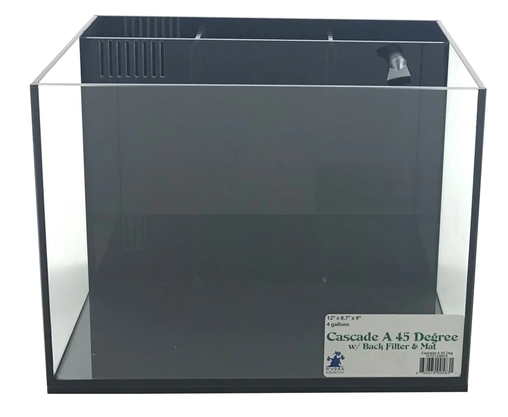 Cascade Aquarium A 45 Degree with Filter / No Pump (4G - 12"x 8.7 "x 9")