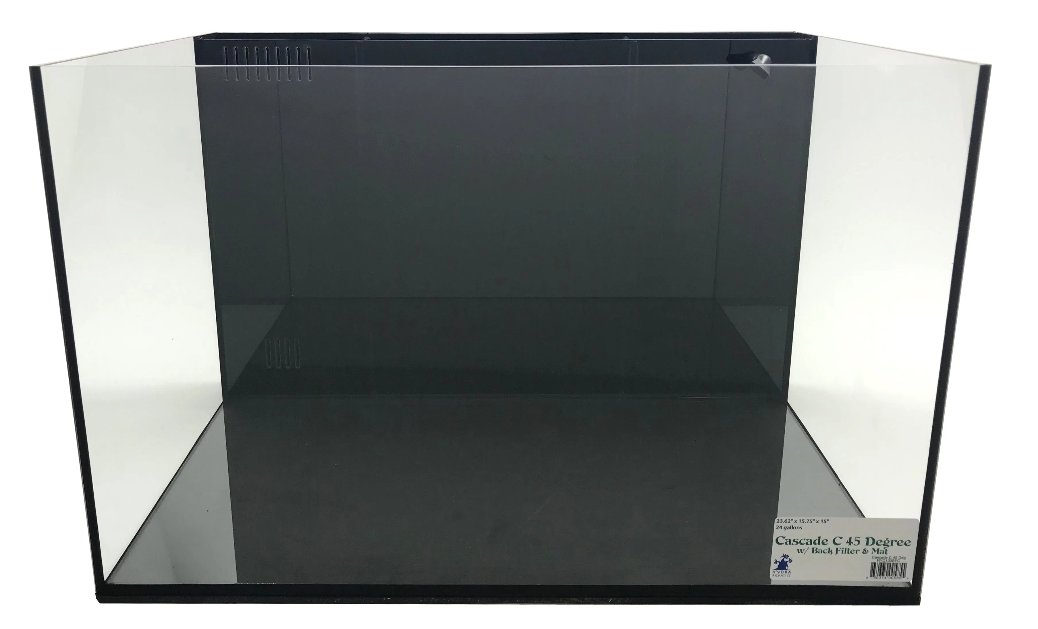 Cascade C 45 Degree 24 Gal. Back Filter Aquarium  with Mat, No pump or media (23.62" x 15.75" x 15")