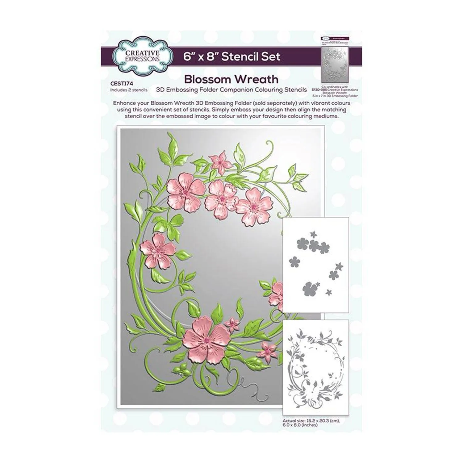 Creative Expressions Companion Colouring Stencil 6"x 8" 2/Pkg - Blossom Wreath