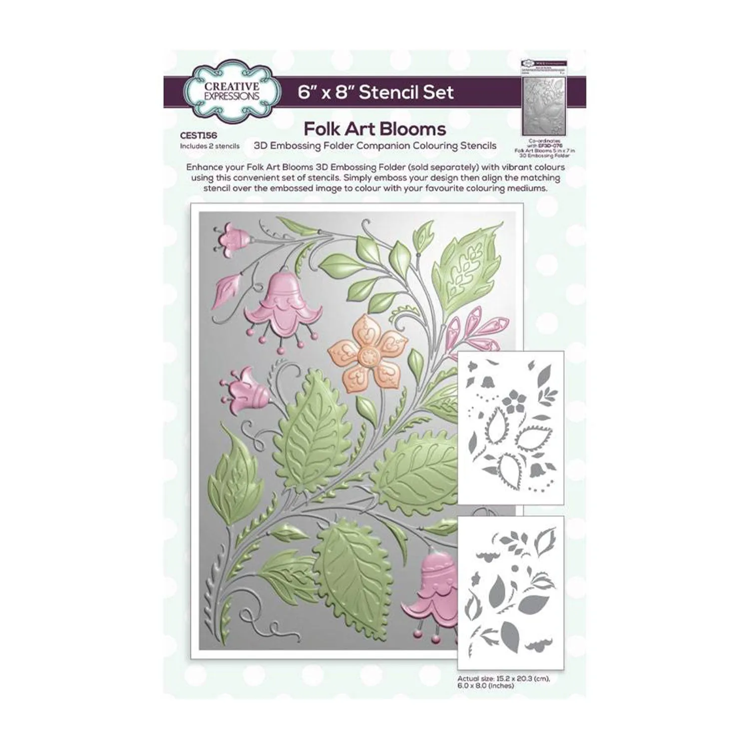 Creative Expressions Companion Colouring Stencil 6"x 8" 2/Pkg - Folk Art Blooms