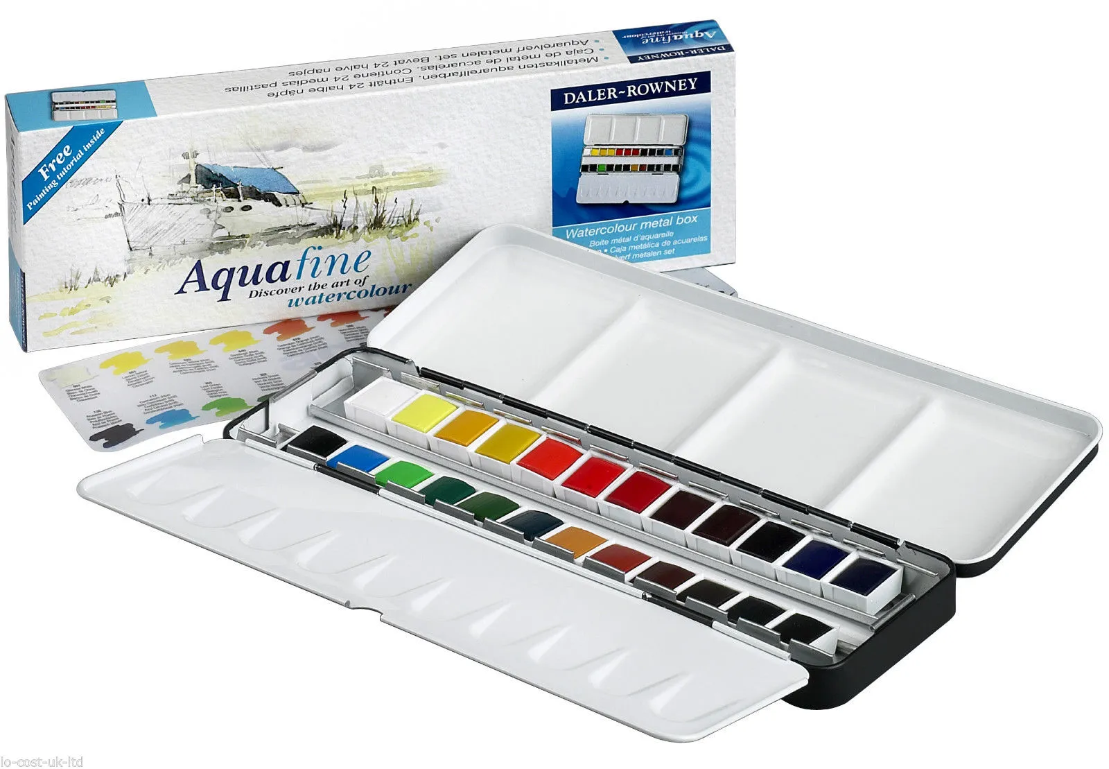 Daler Rowney Aquafine Watercolor Half Pan Metal Box