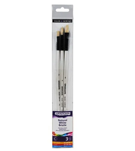 Daler Rowney Graduate Brush Wallet Long Handle Natural Bristle Bright - Synth 3 Brush Lh Set