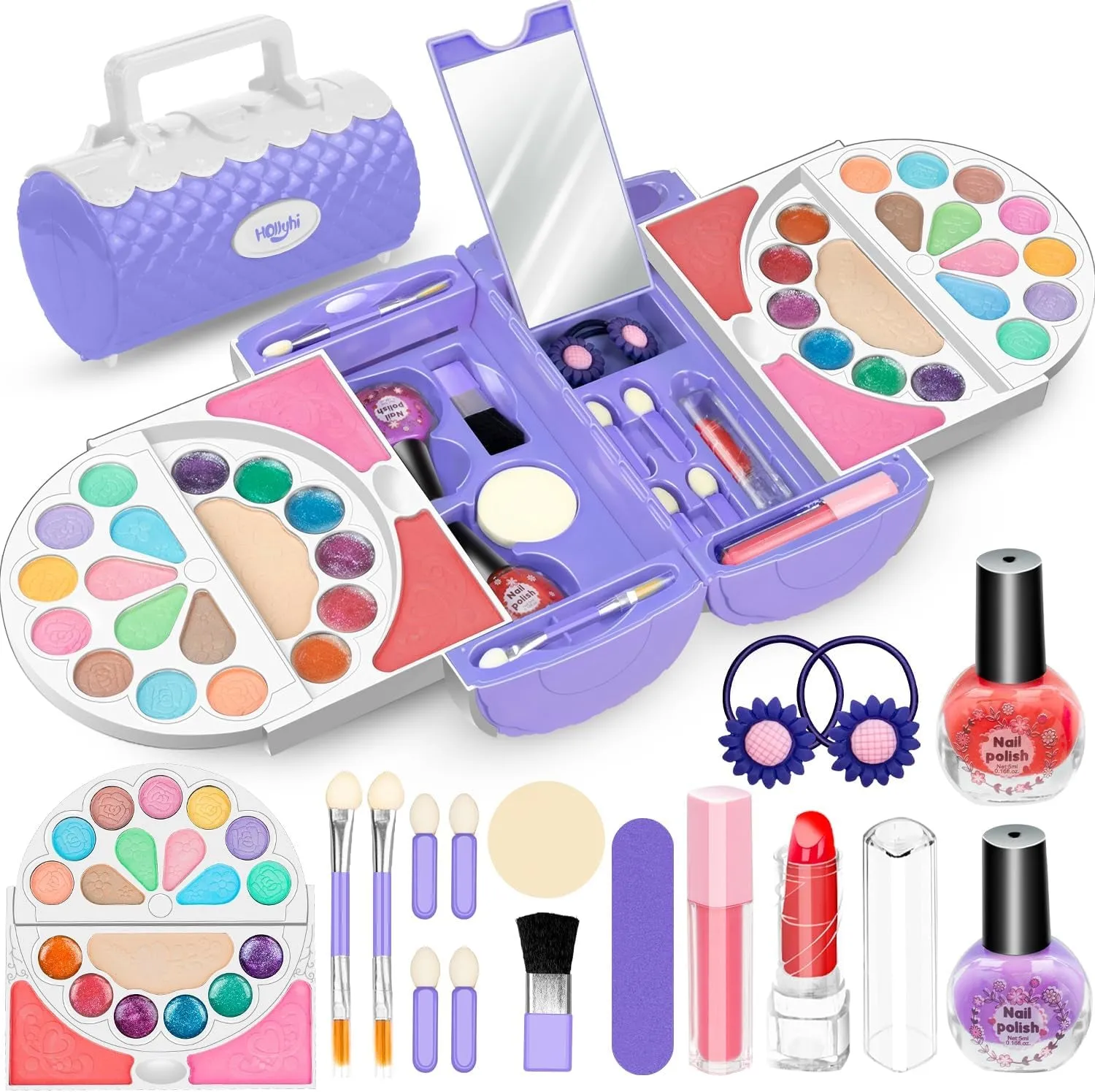 Deluxe 58-Piece Princess Makeup Set for Girls - Washable Cosmetics & Mirror, Ideal Gift Ages 3-12