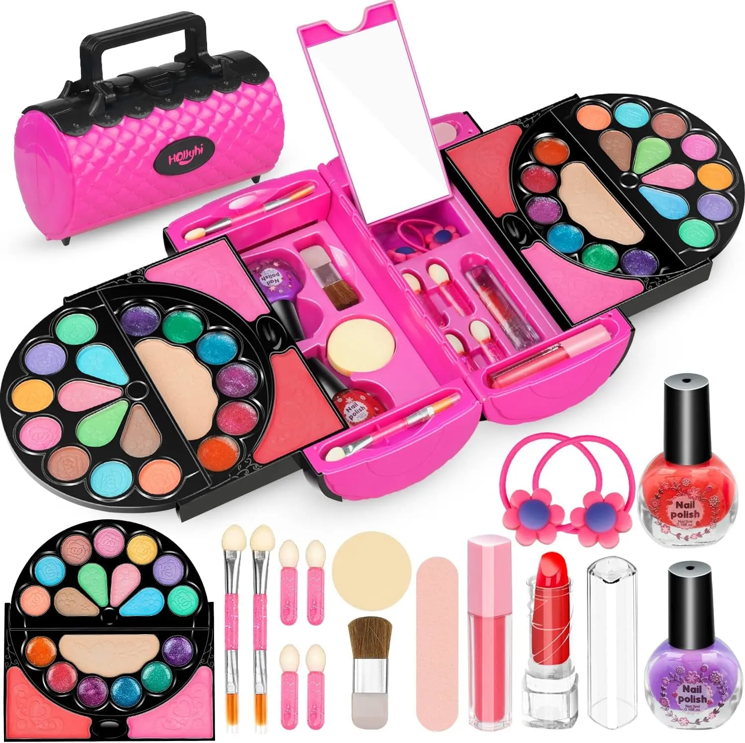 Deluxe 58-Piece Princess Makeup Set for Girls - Washable Cosmetics & Mirror, Ideal Gift Ages 3-12