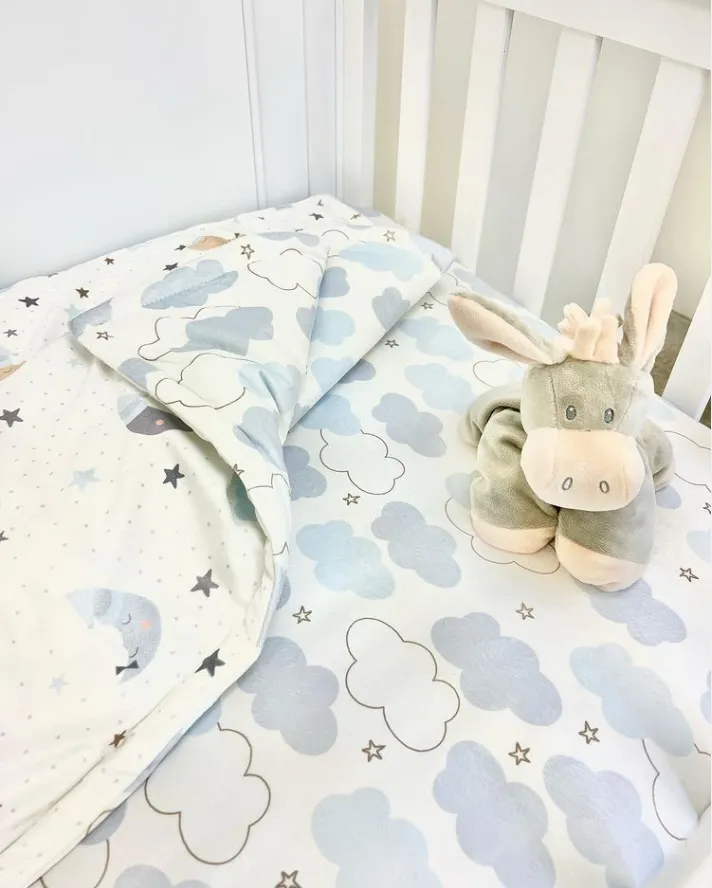 Goodnight Little Moon Clouds Soft & Plush Fitted Crib Sheet