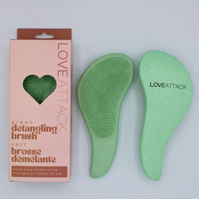 Love Attack Wheat Straw Detangling Brush green