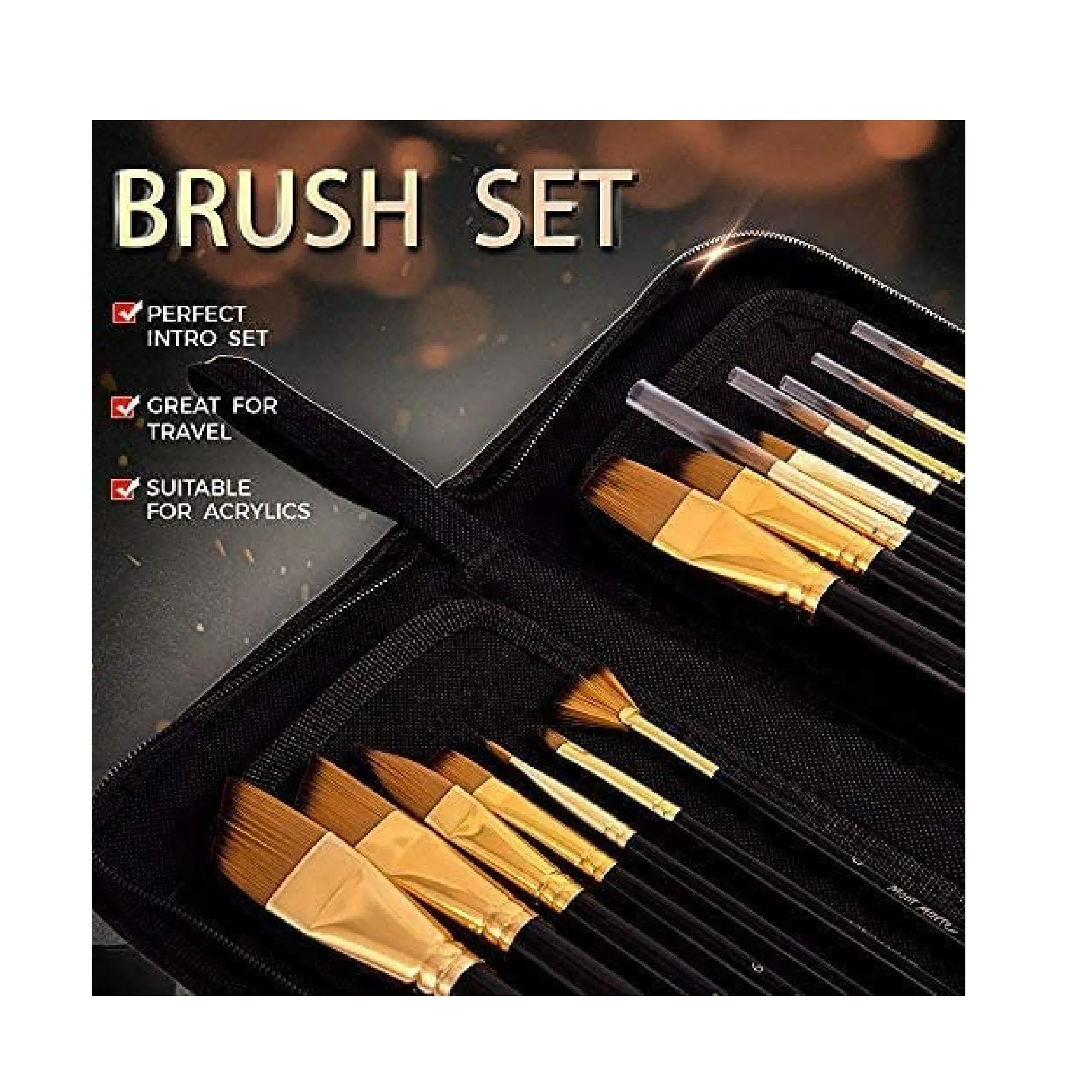 Mont Marte Art Paint Brushes Set | Great for Watercolor | Acrylic | Oil-15 Different Sizes