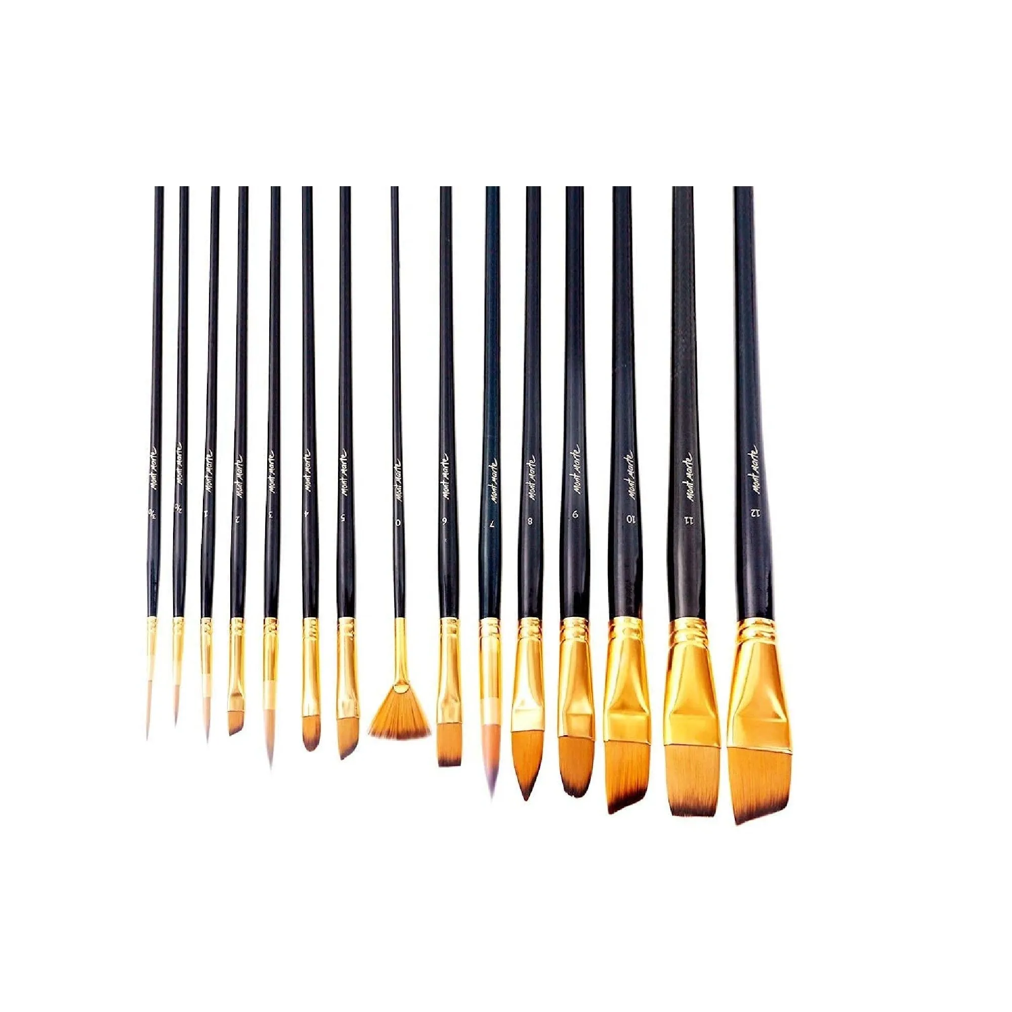 Mont Marte Art Paint Brushes Set | Great for Watercolor | Acrylic | Oil-15 Different Sizes