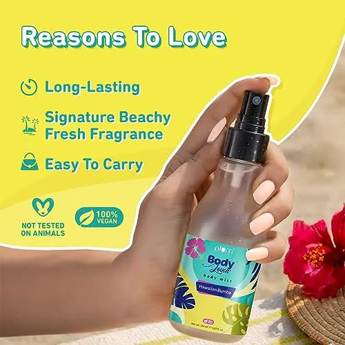 Plum BodyLovin' Hawaiian Rumba Body Mist | Long Lasting Beachy Fragrance For Women & Men With Gardenia & Vanilla | High On Fun | Travel-Friendly Perfume Body Spray 150 ml