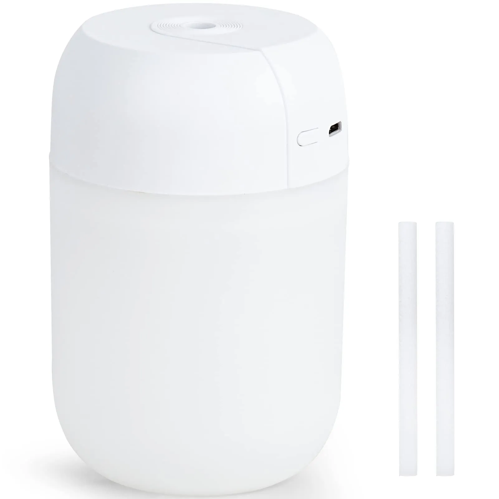 Portable Mini Humidifier: Night Light Small Humidifier for Bedroom 260ml, USB Personal Desktop Humidifier for Baby Bedroom Travel Office Home, Auto Shut-Off, 2 Spray Modes, Super Quiet (White)