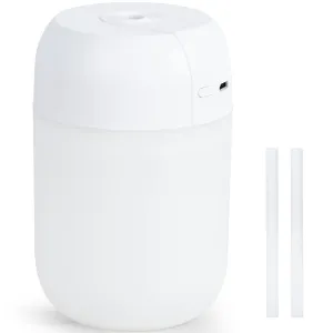 Portable Mini Humidifier: Night Light Small Humidifier for Bedroom 260ml, USB Personal Desktop Humidifier for Baby Bedroom Travel Office Home, Auto Shut-Off, 2 Spray Modes, Super Quiet (White)