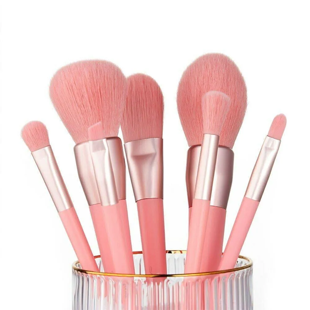 Professional Coral Lip Angle Blender Powder Makeup Brushes 7 Pcs