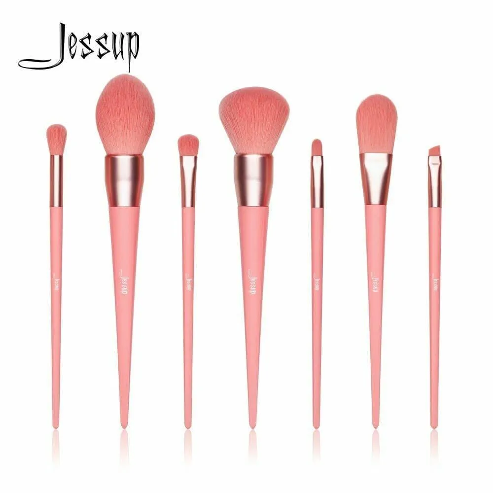 Professional Coral Lip Angle Blender Powder Makeup Brushes 7 Pcs