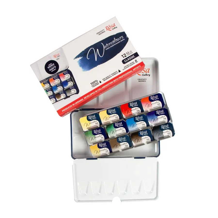 ROSA Gallery Watercolour Pan Set - Classic 12