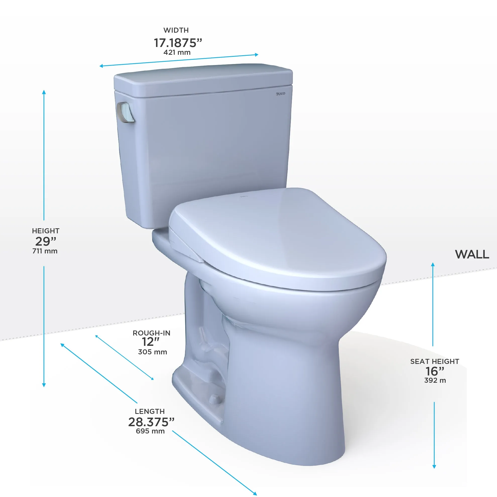 TOTO MW7764736CEGA#01 Drake WASHLET  Two-Piece Toilet and S7A Bidet Seat with Auto Flush, Cotton White