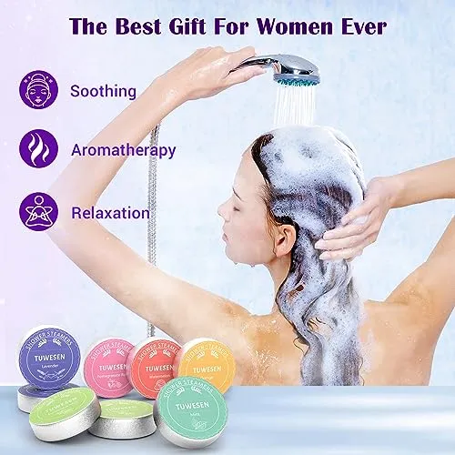 TUWESEN Shower Steamers Aromatherapy, SPA Kit, 8 PCS Shower Steamers for Women, Shower Bombs with Essential Oils-Self Care & Relaxation Birthday Gifts for Women and Men. Purple Romantic Set